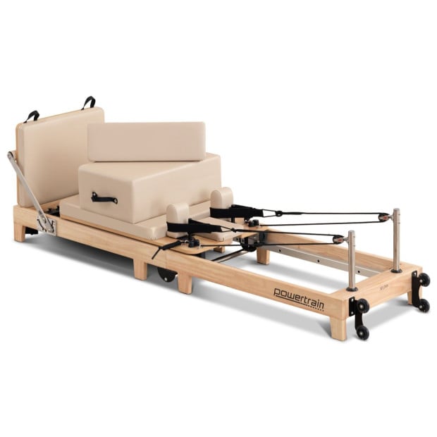 Powertrain Selina Foldable Wooden Pilates Reformer & Exercise Trainer in Beige Image 2
