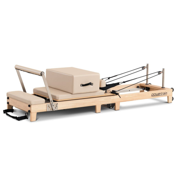 Powertrain Selina Foldable Wooden Pilates Reformer & Exercise Trainer in Beige Image 11