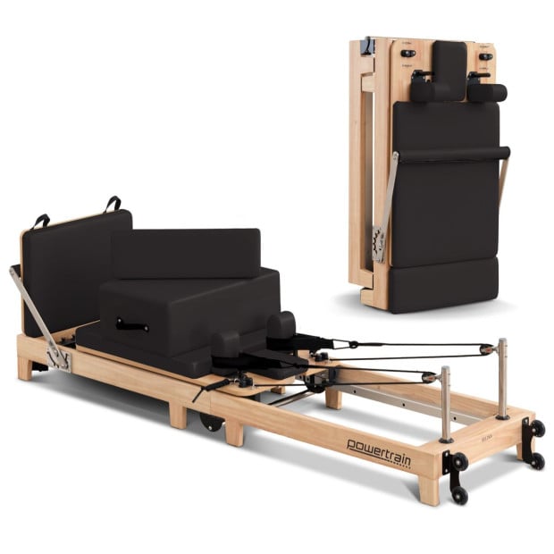 Powertrain Selina Foldable Wooden Pilates Reformer & Exercise Trainer in Black Image 3