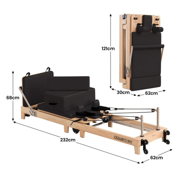 Powertrain Selina Foldable Wooden Pilates Reformer & Exercise Trainer in Black Image 4