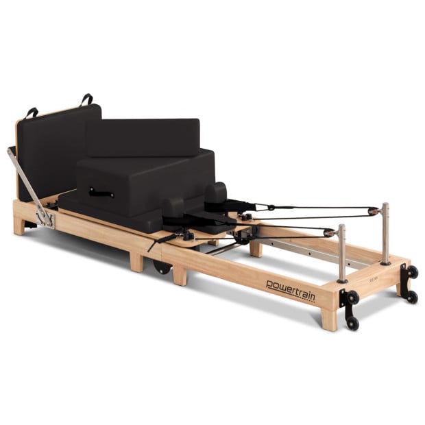 Powertrain Selina Foldable Wooden Pilates Reformer & Exercise Trainer in Black Image 2