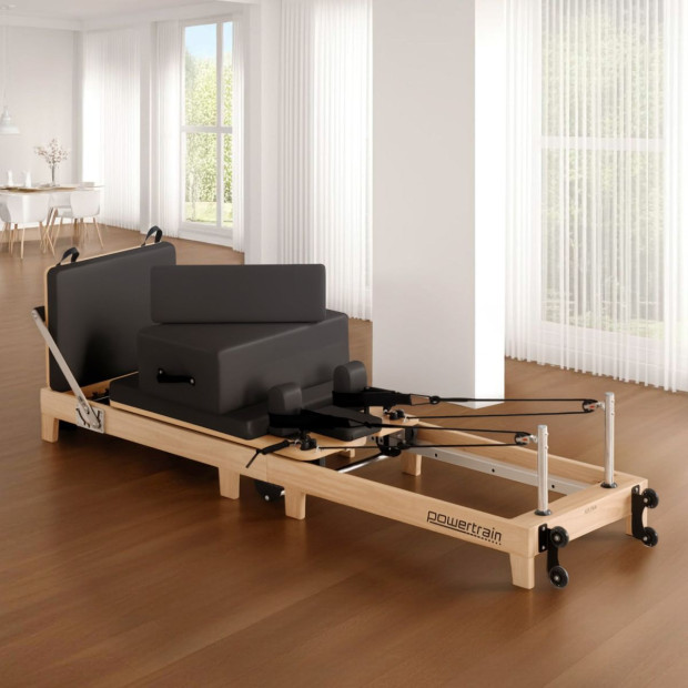 Powertrain Selina Foldable Wooden Pilates Reformer & Exercise Trainer in Black Image 7
