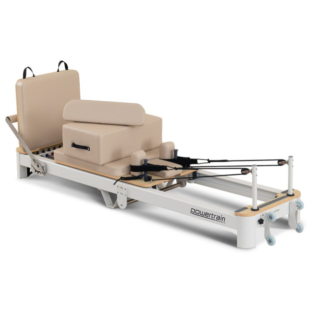Powertrain Velora Pilates Reformer Machine Aluminium Foldable Multifunctional Home Gym Equipment Exercise Trainer Beige  Image 3