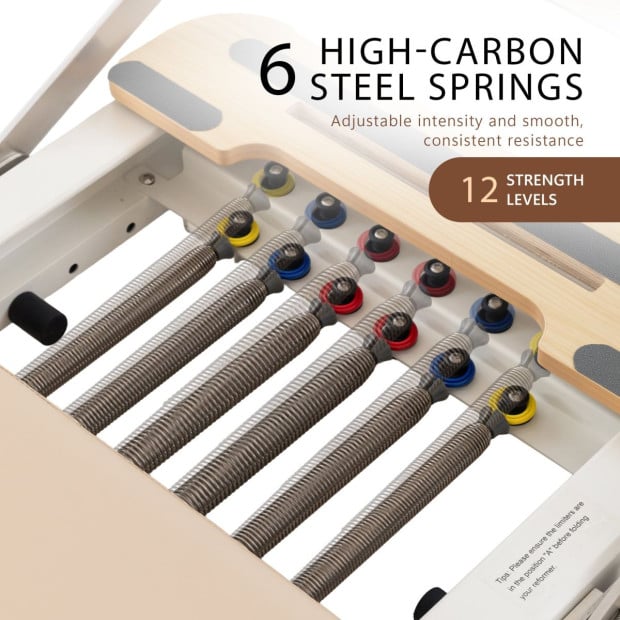 Powertrain Velora Pilates Reformer Machine Aluminium Foldable Multifunctional Home Gym Equipment Exercise Trainer Beige  Image 8