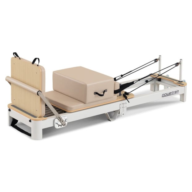 Powertrain Velora Pilates Reformer Machine Aluminium Foldable Multifunctional Home Gym Equipment Exercise Trainer Beige  Image 12