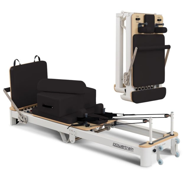 Powertrain Velora Pilates Reformer Machine Aluminium Foldable Multifunctional Home Gym Equipment Exercise Trainer Black Image 2