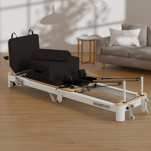 Powertrain Velora Pilates Reformer Machine Aluminium Foldable Multifunctional Home Gym Equipment Exercise Trainer Black Image 7