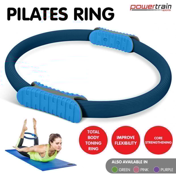 Powertrain Pilates Ring Band Yoga Home Workout Exercise Band - Blue Image 10