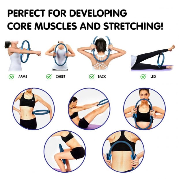 Powertrain Pilates Ring Band Yoga Home Workout Exercise Band - Blue Image 7