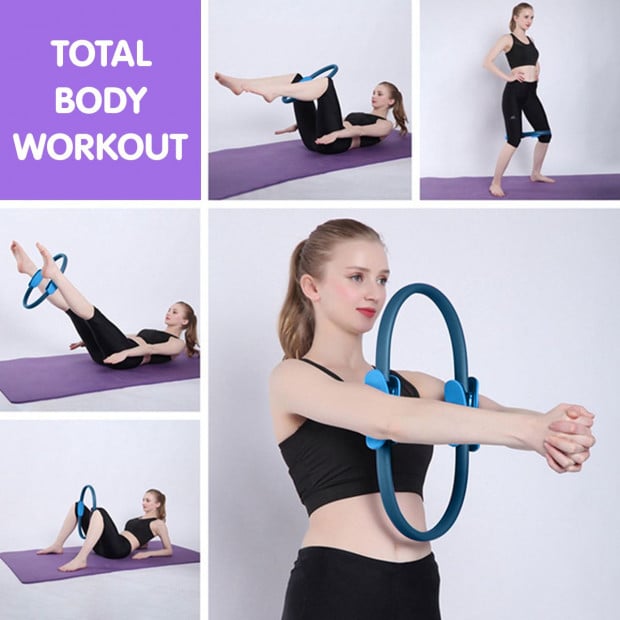Powertrain Pilates Ring Band Yoga Home Workout Exercise Band - Blue Image 8