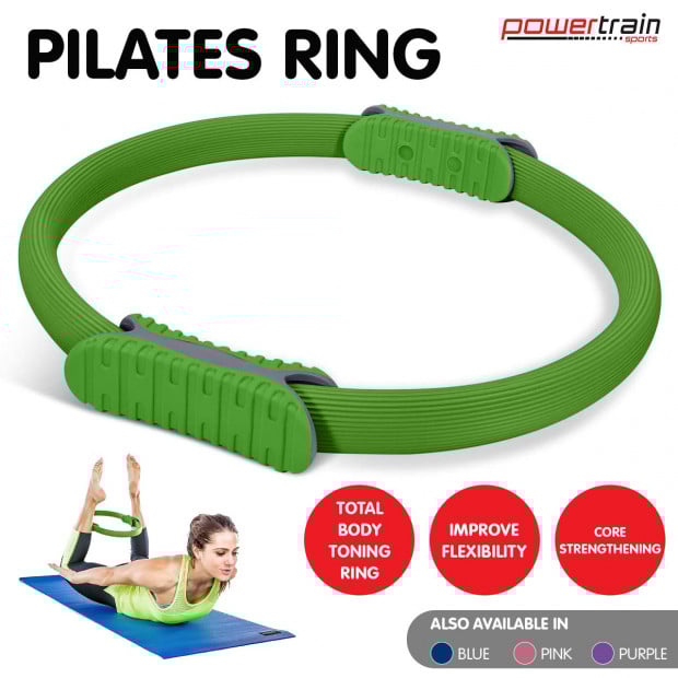 Powertrain Pilates Ring Band Yoga Home Workout Exercise Band - Green Image 10
