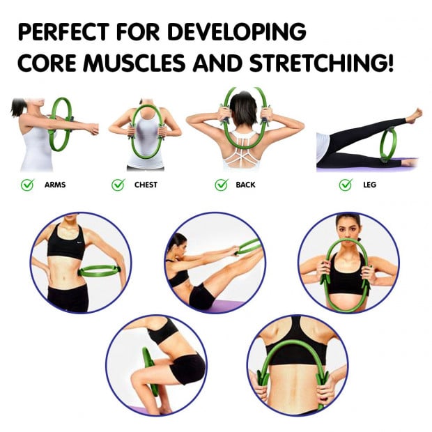 Powertrain Pilates Ring Band Yoga Home Workout Exercise Band - Green Image 7