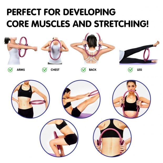 Powertrain Pilates Ring Band Yoga Home Workout Exercise Band - Pink Image 7