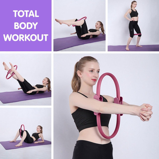 Powertrain Pilates Ring Band Yoga Home Workout Exercise Band - Pink Image 7