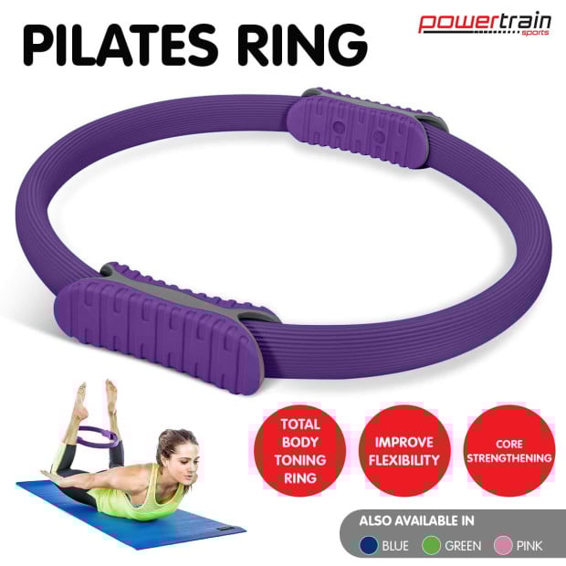 Powertrain Pilates Ring Band Yoga Home Workout Exercise Band - Purple Image 9