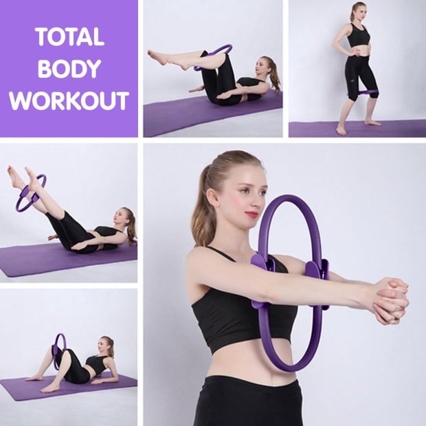 Powertrain Pilates Ring Band Yoga Home Workout Exercise Band - Purple Image 7