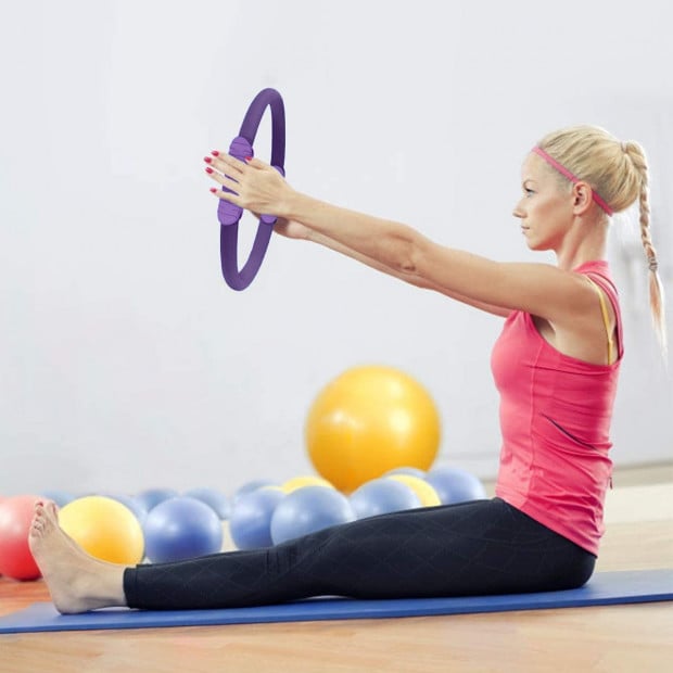 Powertrain Pilates Ring Band Yoga Home Workout Exercise Band - Purple Image 9