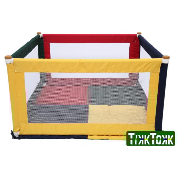 TikkTokk POKANO Fabric Playpen & Mat - SQUARE Colourful Image 2
