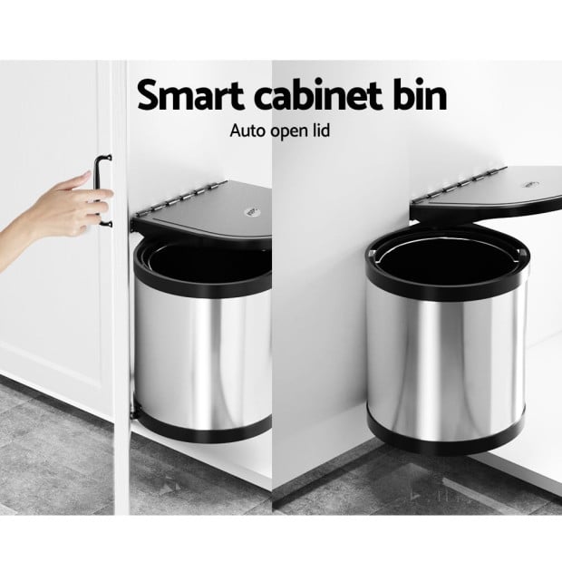 Kitchen Swing Out Pull Out Bin Stainless Steel Garbage Rubbish Can 12l Image 4