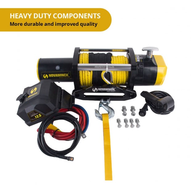 Novawinch Heavy duty 12500LBS 12V Electric Winch Synthetic Rope Image 3