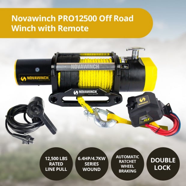 Novawinch Heavy duty 12500LBS 12V Electric Winch Synthetic Rope Image 8