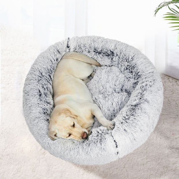 Pet Bed Cat Dog Donut Nest Calming Mat Soft Plush Kennel XL Image 7