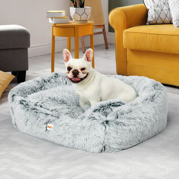Dog Calming Bed Warm Soft Plush Comfy Sleeping Memory Foam Charcoal S Image 8