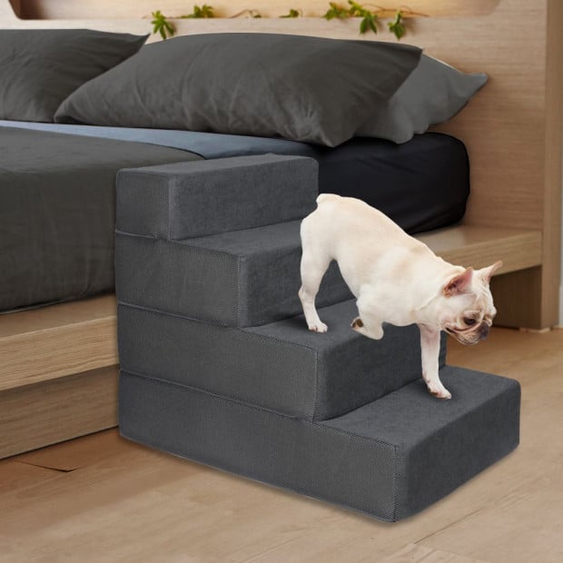 Pet Stairs 4 Step Ramp Portable Adjustable Climbing Ladder - Grey Image 8