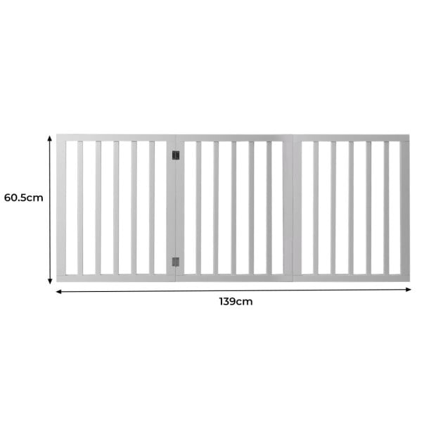Wooden Pet Gate Dog Fence Retractable Barrier Door 3 Panel White Image 3