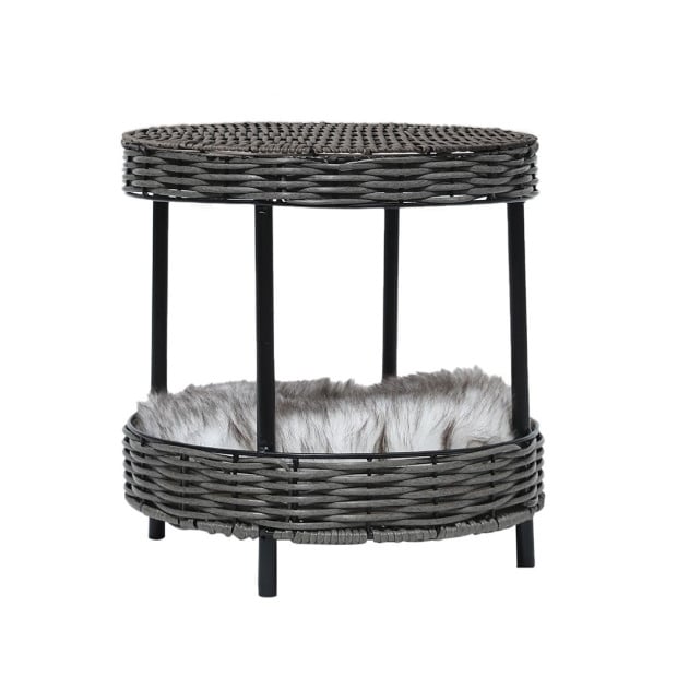 Rattan Pet Bed Raised Cat Dog House Wicker Basket Kennel Table Image 2