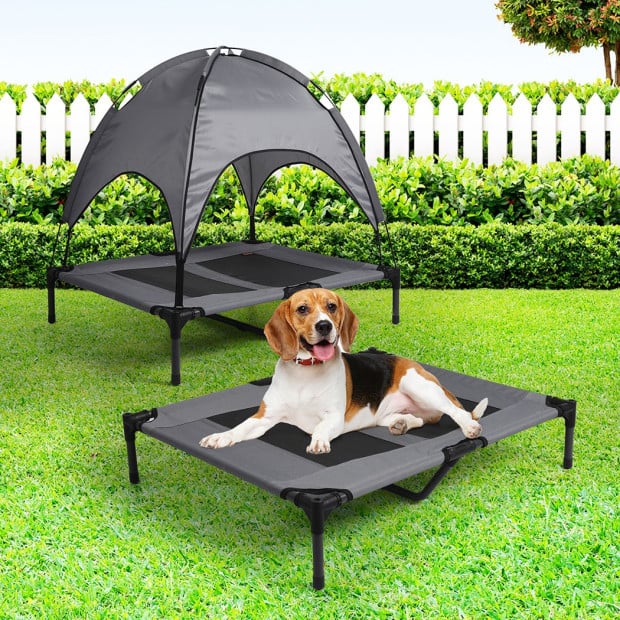 Pet Trampoline Bed Dog Cat Hammock With Canopy Raised Heavy Duty L Image 7
