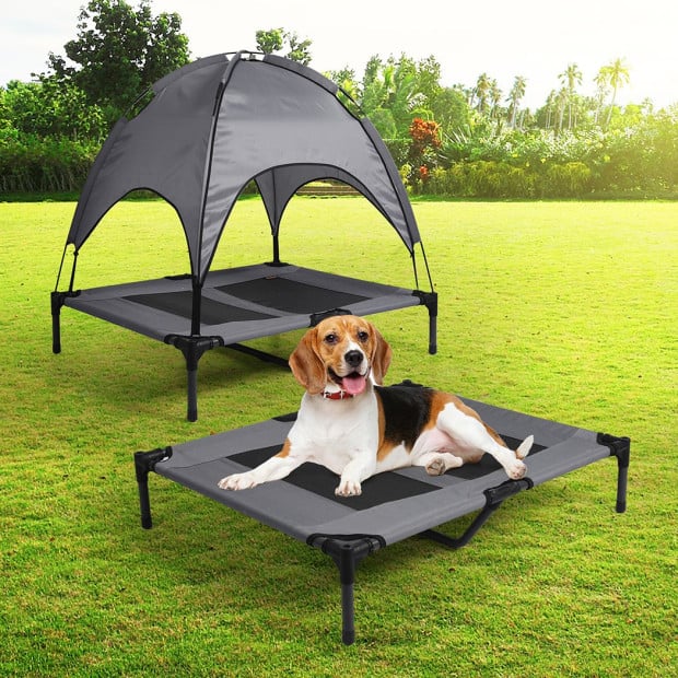 Pet Trampoline Bed Dog Cat Hammock With Canopy Raised Heavy Duty L Image 8
