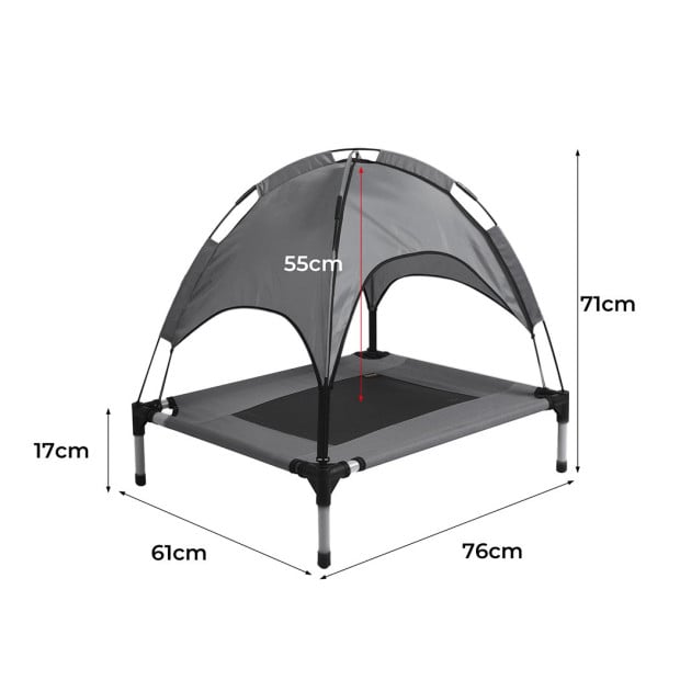 Pet Trampoline Bed Dog Cat Elevated Hammock w/ Canopy - Medium Image 3