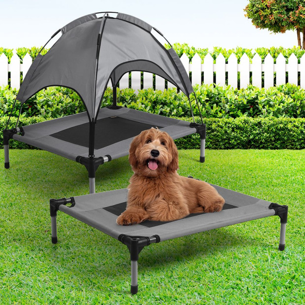Pet Trampoline Bed Dog Cat Elevated Hammock With Canopy Raised Small Image 7