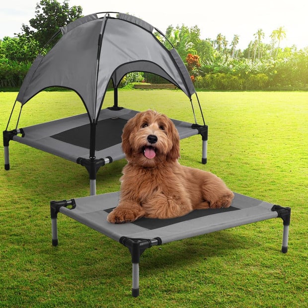 Pet Trampoline Bed Dog Cat Elevated Hammock With Canopy Raised Small Image 8