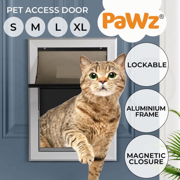Aluminium Pet Access Door Dog Dual Flexi Flap Wooden Wall Small Image 7