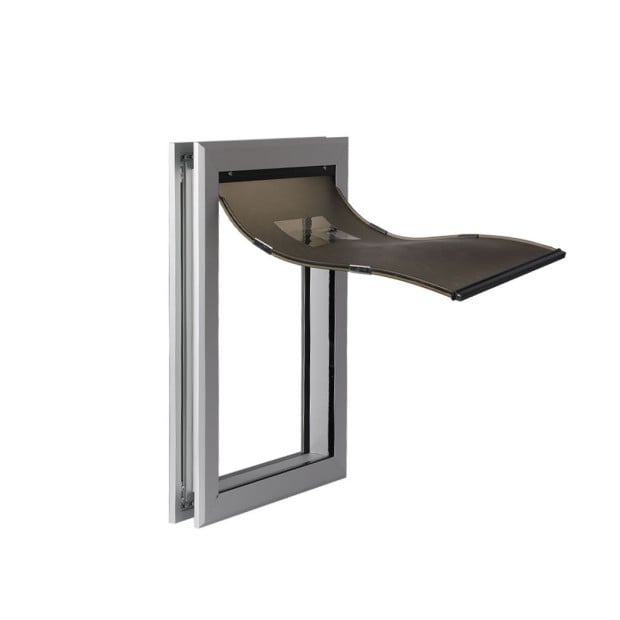 Aluminium Pet Access Door Dog Dual Flexi Flap Wooden Wall Small
