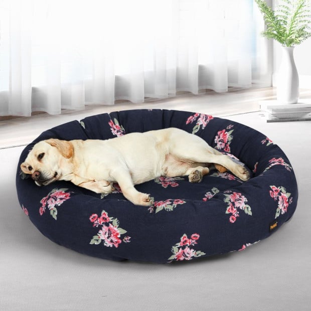 Dog Bed Pet Cat Washable Portable Round Kennel Outdoor Navy XXL Image 7