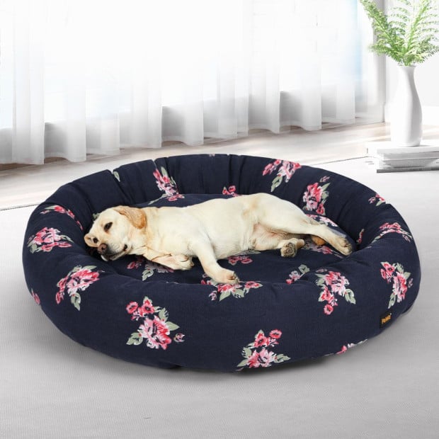 Calming Bed Pet Cat Washable Portable Round Kennel Outdoor XXXL Navy Image 7
