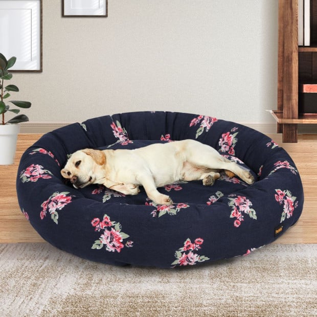 Calming Bed Pet Cat Washable Portable Round Kennel Outdoor XXXL Navy Image 8