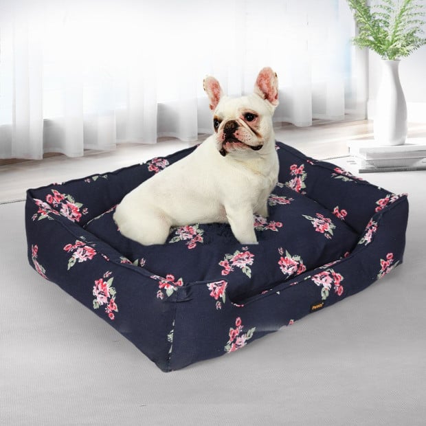 Dog Calming Pet Bed Removable Cover Double-Sided Cushion Navy Medium Image 7