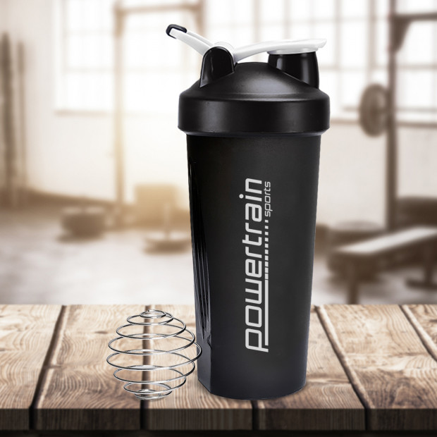 700ml Sports Drink and Protein Shaker Bottle Black Image 5