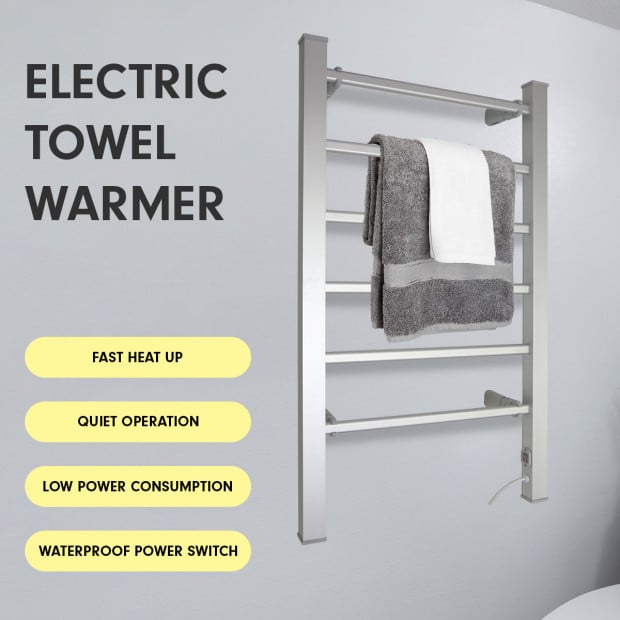 Pronti Heated Towel Rack Holder 100W - Silver