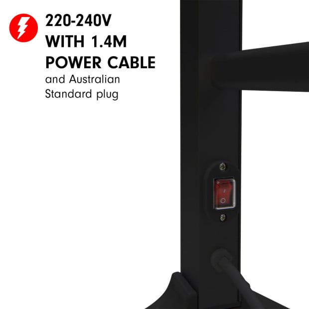 Pronti Heated Electric Towel Bathroom Rack 60W - Black Image 5