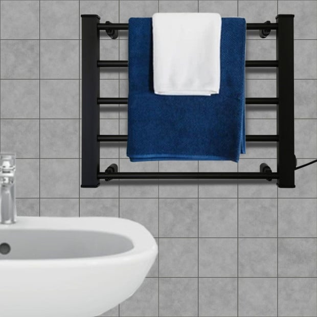 Pronti Heated Electric Towel Bathroom Rack 90W - Black Image 4