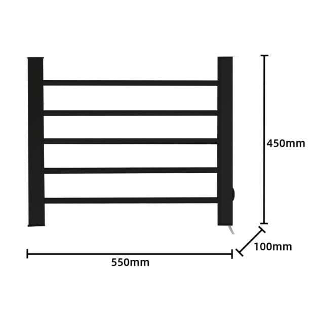 Pronti Heated Electric Towel Bathroom Rack 90W - Black Image 5