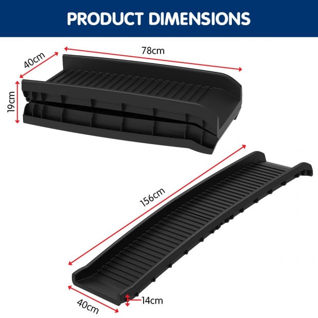 Furtastic Foldable Car Dog Ramp Vehicle Ladder Step Stairs - Black Image 4