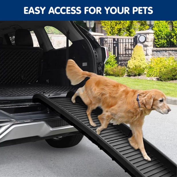 Furtastic Foldable Car Dog Ramp Vehicle Ladder Step Stairs - Black Image 5