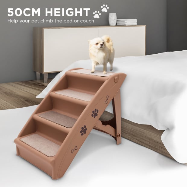 Furtastic 50cm Foldable Step Ladder Stairs - Brown Image 12