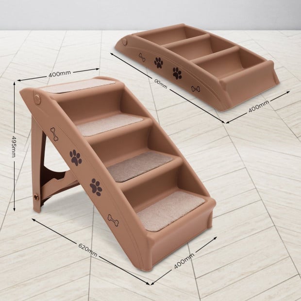 Furtastic 50cm Foldable Step Ladder Stairs - Brown Image 5